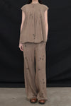 Mutedance 24 Autumn and Winter Loose Silk Cashmere Flower Dye Trousers MD-MD24FW52-CELADON MD24FW50